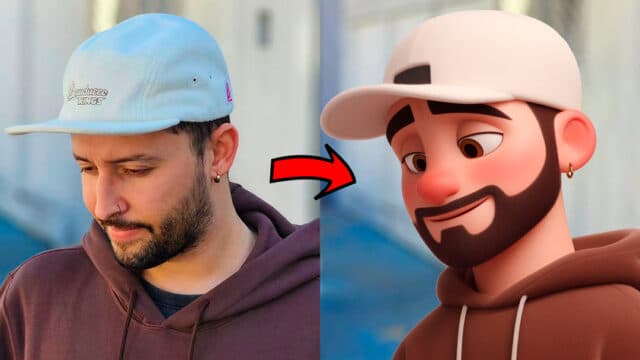 Imagem comparativa de uma foto ao lado de uma ilustração preparada pela inteligência artificial do Bing