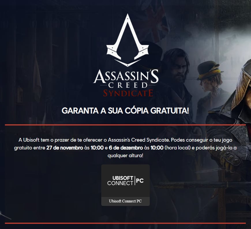 Ubisoft disponibiliza gratuitamente Assassin's Creed Syndicate