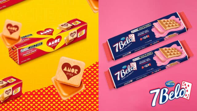 Imagem ilustrativa dos novos lançamento de Arcor. Biscoito 7Belo e Paçoca Amor