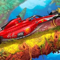 Imagem mostra carro de Fórmula 1 da Ferrari em meio à Natureza