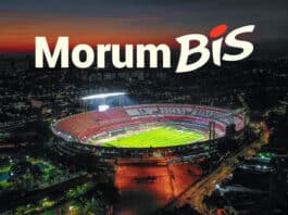Imagem mostra estádio de futebol em visão aérea. Na imagem se lê o texto "MorumBIS", nome do estádio do São Paulo até 2027.