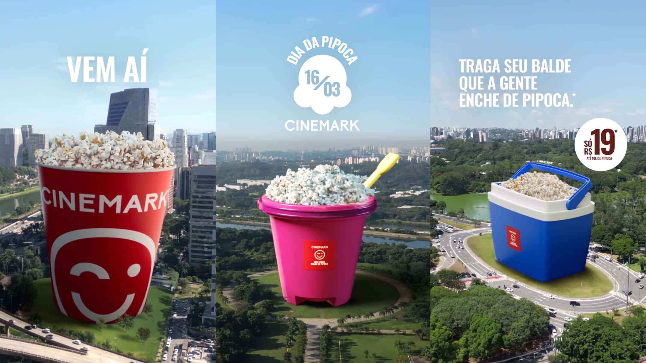 Dia da Pipoca: Cinemark vai encher qualquer balde de até 10L por R$ 19