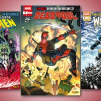 Capas das novas HQs da Marvel que serão lançadas pela Panini em julho de 2025, com destaque para X-Men, Deadpool e Wolverine. As capas exibem os heróis em poses de ação com artes vibrantes e títulos em destaque, marcando novos começos nas histórias. Imagem promocional com fundo vermelho.