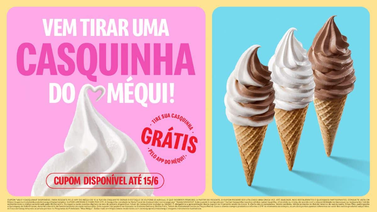 McDonald’s oferece casquinhas grátis em celebração ao Dia dos Namorados