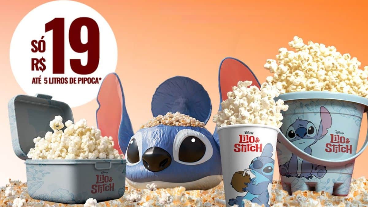 Cinemark vai encher baldes de Lilo & Stitch com pipoca por R$ 19 em ação