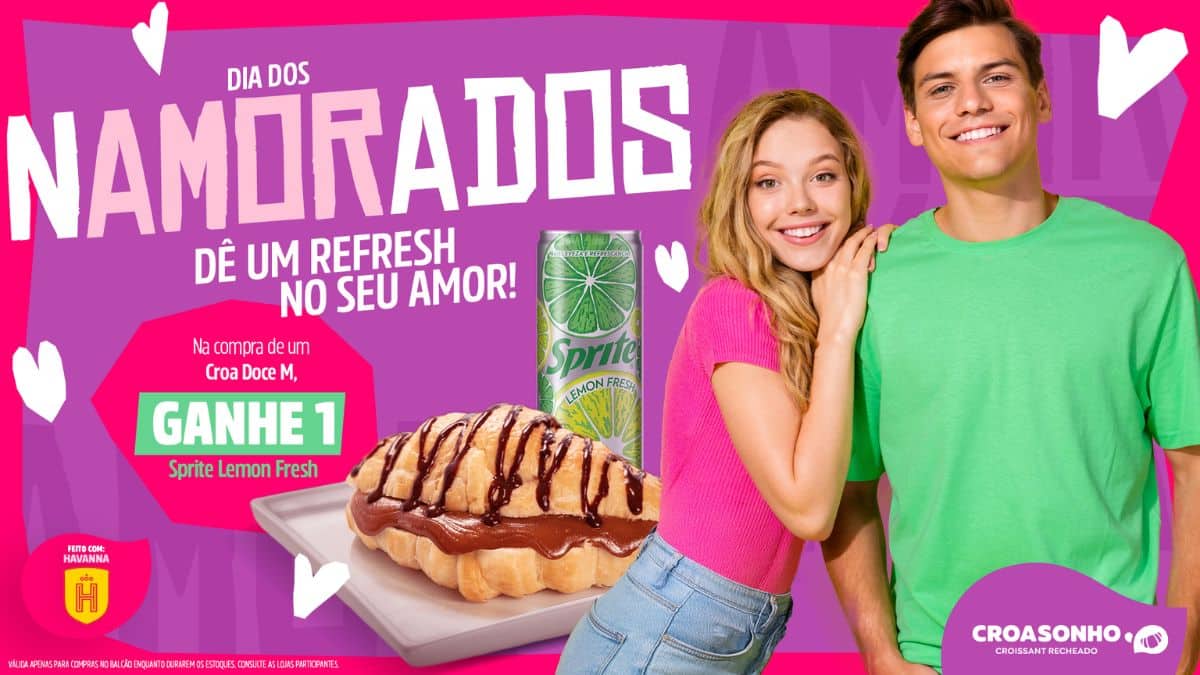 Croasonho dará refrigerante na compra de um Croa doce no Dia dos Namorados