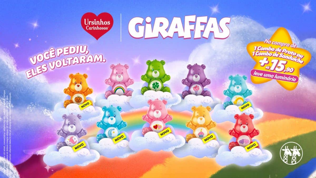 Luminárias dos Ursinhos Carinhosos retornam ao Giraffas com novos personagens