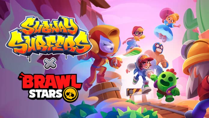 Banner institucional anunciando a colaboração entre Brawl Stars e Subway Surfers