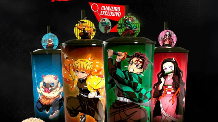 Copos da Cinemark inspirados em personagens de Demon Slayer
