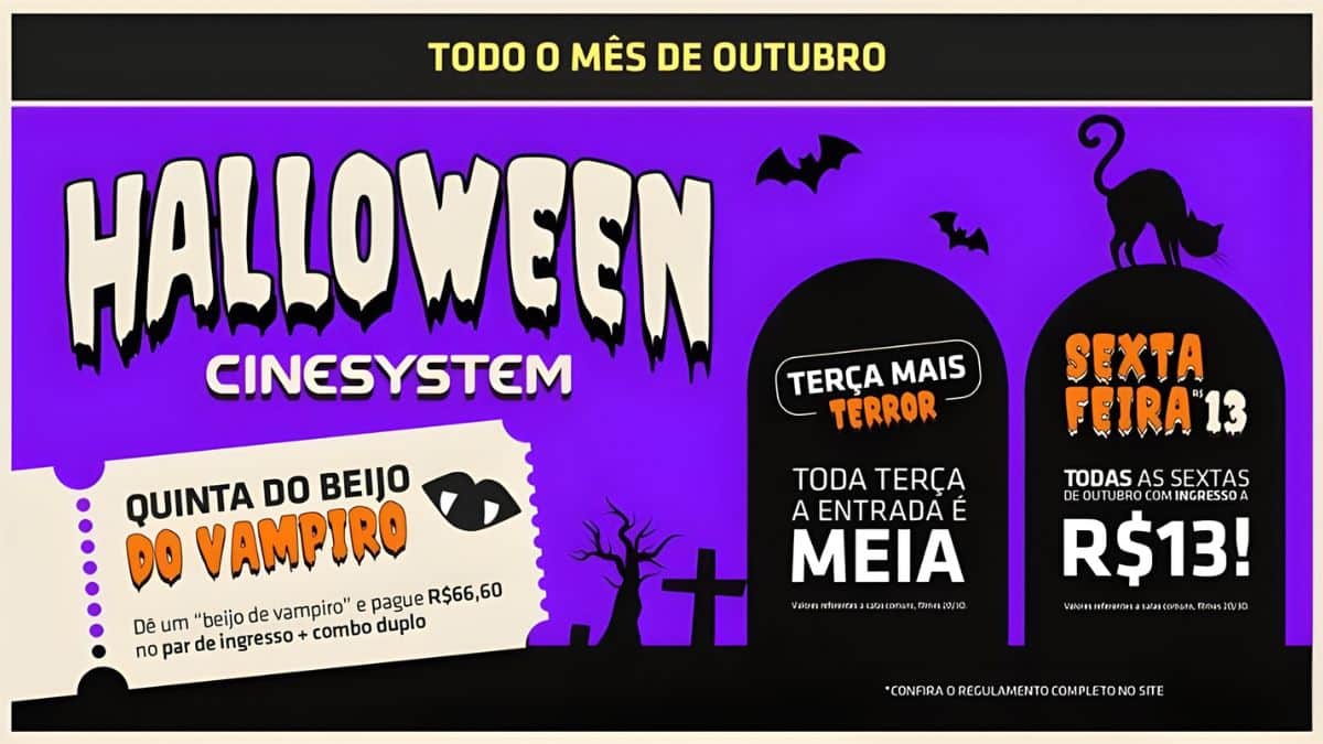 Cinesystem entra no clima de Halloween com promoções de ingressos