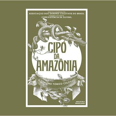 Imagem da cor 'Cipó da Amazônia', apresentando o texto em destaque, ilustrações de elementos naturais, e um fundo em tom verde, simbolizando a conexão entre o orgânico e o tecnológico.