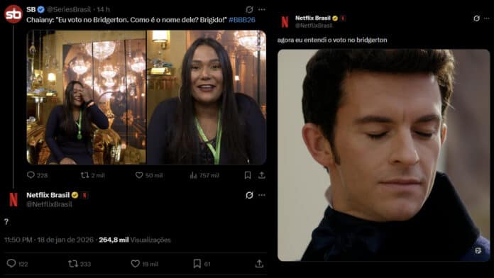Netflix aproveita gafe de participante no BBB26 para promover Bridgerton