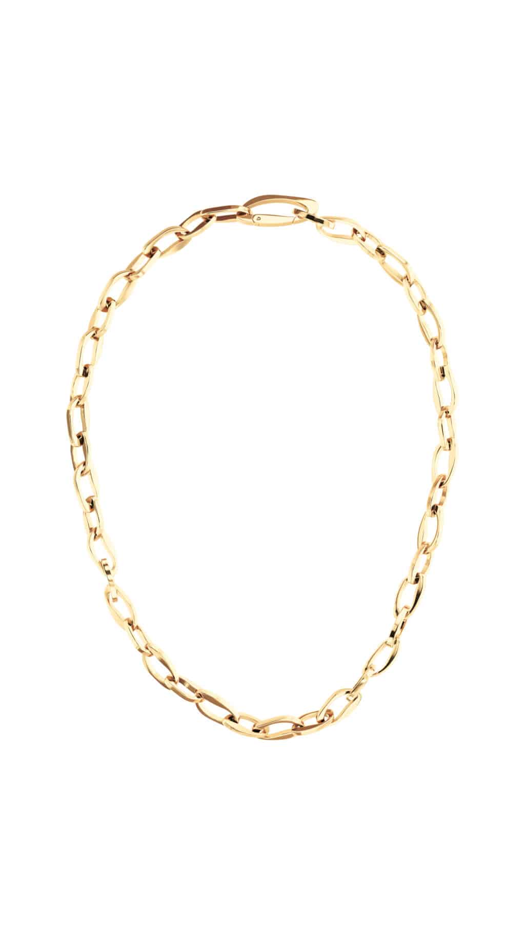 Colar de corrente dourada da Calvin Klein Watches, apresentando elos de design limpo e geométrico.