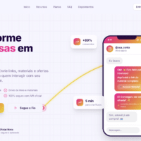 Landing page do Youze com destaque para automações de DM no Instagram e uma conversa em um celular