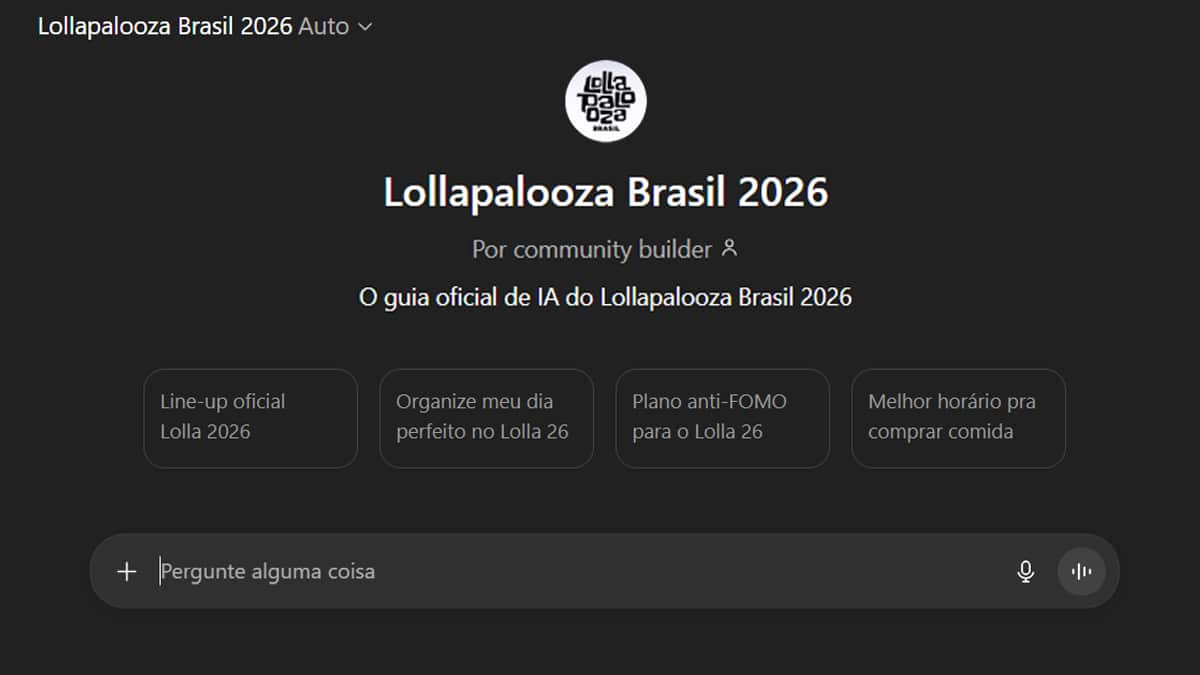 ChatGPT será o guia oficial de IA do Lollapalooza Brasil 2026