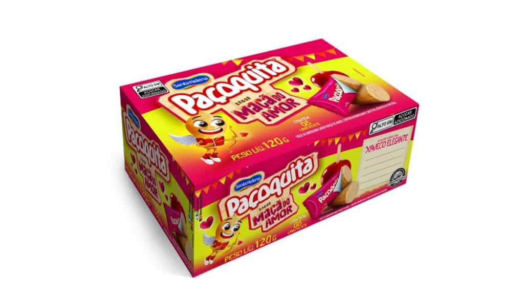 Embalagem da Paçoquita sabor Maçã do Amor, edição limitada para festas juninas