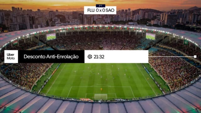Estádio lotado para Fluminense x São Paulo, com transmissão da Cazé TV e ação Uber Moto com desconto anti-enrolação