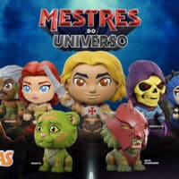Arte promocional do Giraffas com personagens de Mestres do Universo e He-Man, com tema Giraffas HeMan.