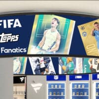 Imagem de destaque com marca FIFA, Topps e Fanatics em cards e colecionáveis físicos e digitais