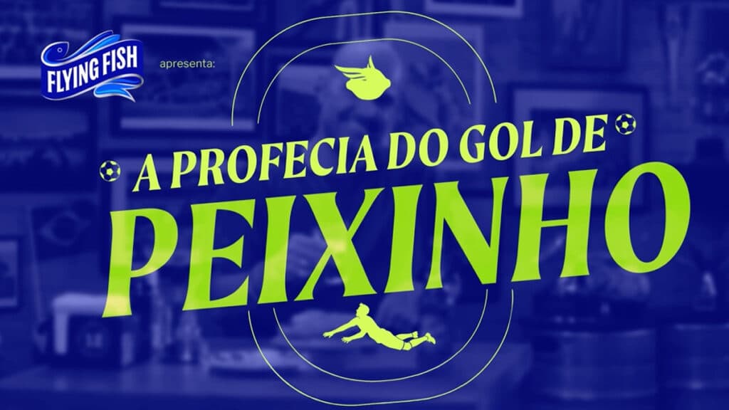Flying Fish anuncia campanha “Gol de Peixinho” na Copa do Mundo Imagem promocional da Flying Fish com o texto “A profecia do gol de peixinho” e um peixe voando.