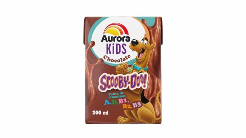 Embalagem Kids Chocolate Aurora com Scooby-Doo, 200 ml, para linha infantil.