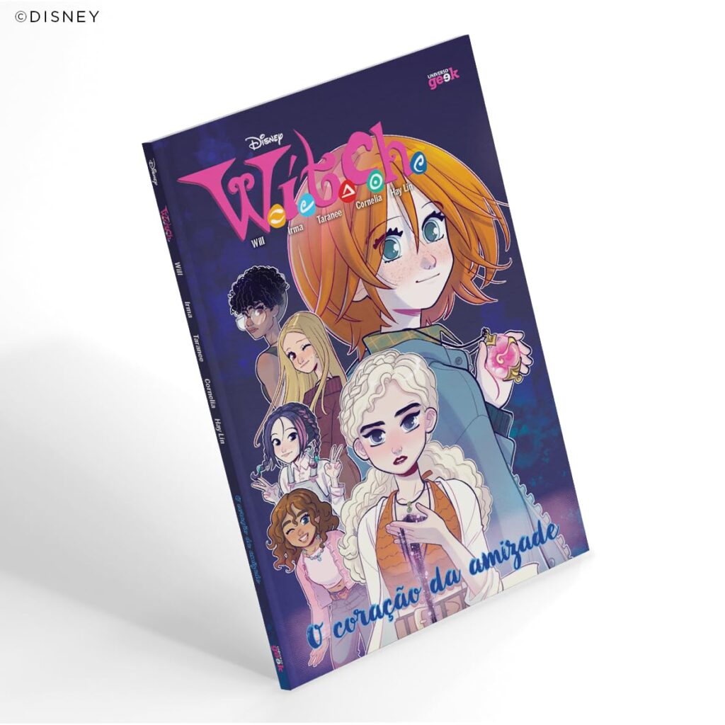 Capa do gibi W.I.T.C.H. com personagens e título “O coração da amizade”.