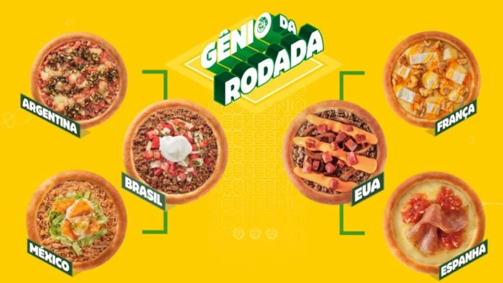 Imagem promocional do Habib’s com bibsfihas de Argentina, Brasil, México, EUA, França e Espanha para a Copa do Mundo 2026.