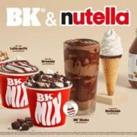 Campanha do Burger King com Nutella mostrando BK Shake, BK Mix Brownie e potes de Nutella