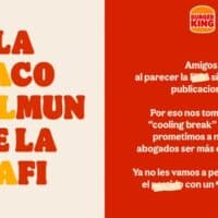 Imagem de campanha do Burger King Equador com mensagens em espanhol e referência a “WHOPPER”, evitando termos ligados à Copa da FIFA.