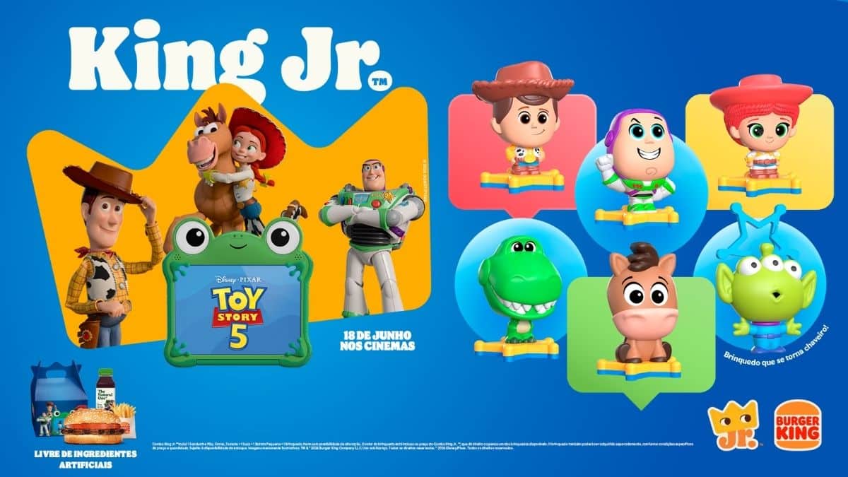 Burger King traz brindes de Toy Story 5 para o King Jr em junho