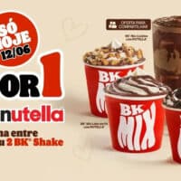 Imagem da promoção Dia dos Namorados do Burger King: 2 por 1 em BK Mix ou BK Shake com Nutella, válida hoje 12/06.