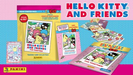 Coleção de trading cards Hello Kitty and Friends da Panini com lata e pacotes promocionais