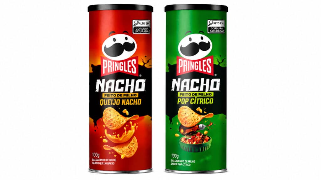 Embalagens da Pringles Nacho em dois sabores: queijo nacho e pop cítrico.