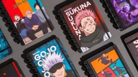 Cadernos Jujutsu Kaisen da coleção Abyara Graf Cadernos com capas de animes de Jujutsu Kaisen, exibidos na coleção oficial Abyara Graf.