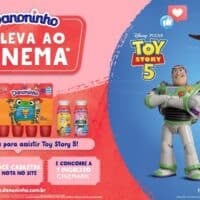 Campanha promocional Danoninho: te leva ao cinema com Toy Story 5 e 10.000 ingressos para assistir.