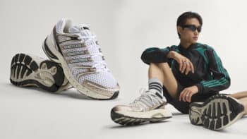 Adidas Originals Adistar Control 5 branco e cinza Tênis Adidas Originals Adistar Control 5 branco e cinza em pose com modelo, com sola com ranhuras em fundo claro.