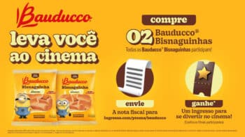 Bauducco Bisnaguinha Minions: compre e ganhe ingresso para cinema Arte promocional Bauducco Bisnaguinha com Minions: compre e ganhe ingresso para cinema