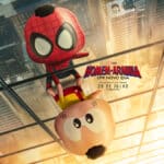 Cascão e o Homem-Aranha em cena urbana, com texto “Homem-Aranha: Um Novo Dia” no cartaz ao fundo.