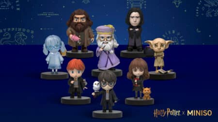 Harry Potter x MINISO: blind boxes colecionáveis Blind boxes colecionáveis Harry Potter x MINISO com miniaturas de personagens em suporte circular