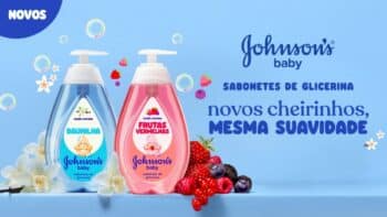 Johnson’s baby sabonete de glicerina Baunilha e Frutas Vermelhas Imagem do sabonete líquido Johnson’s baby de glicerina nas fragrâncias Baunilha e Frutas Vermelhas.
