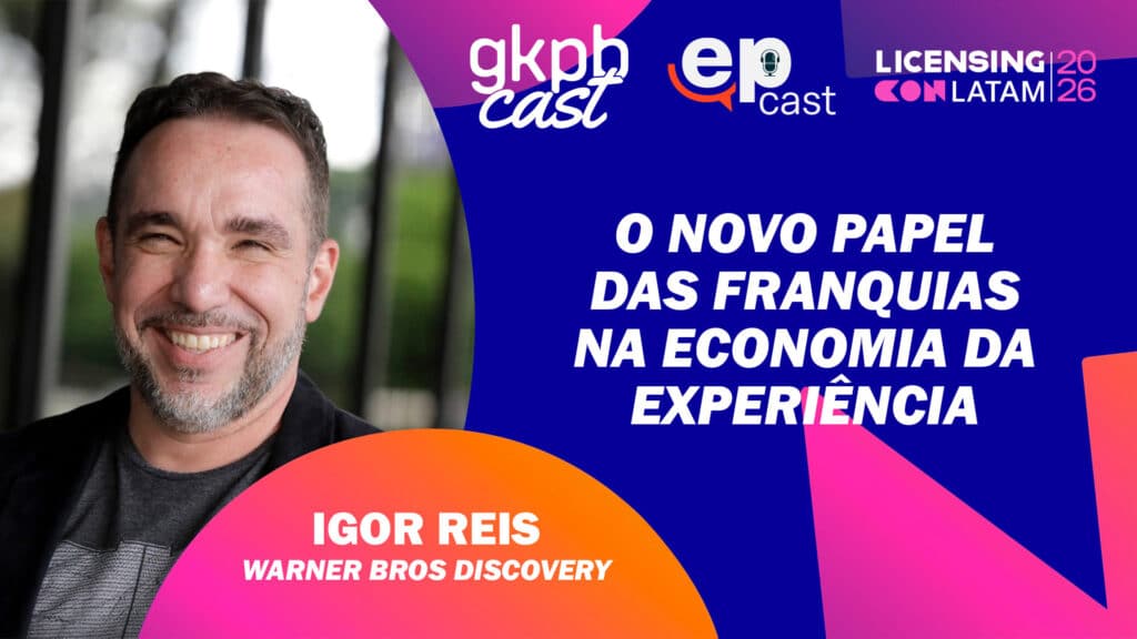 Igor Reis no gkhb cast: franquias na economia da experiência Capa do gkhb cast com Igor Reis, da Warner Bros Discovery, em destaque no episódio “O novo papel das franquias”.