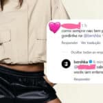 Print de conversa nas redes com crítica à Bershka sobre falta de inclusão de tamanhos, com resposta da marca.