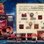 Blind box de Harry Potter da Cacau Show com personagens e miniaturas do cenário da Plataforma 9¾.