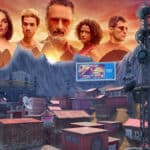 Imagem promocional do Fortnite com personagens e um mapa no cenário, divulgando Corrida dos Bichos do Prime Video.