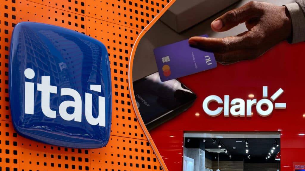 Logos do Itaú e da Claro em uma montagem sobre marcas brasileiras mais valiosas em 2026.