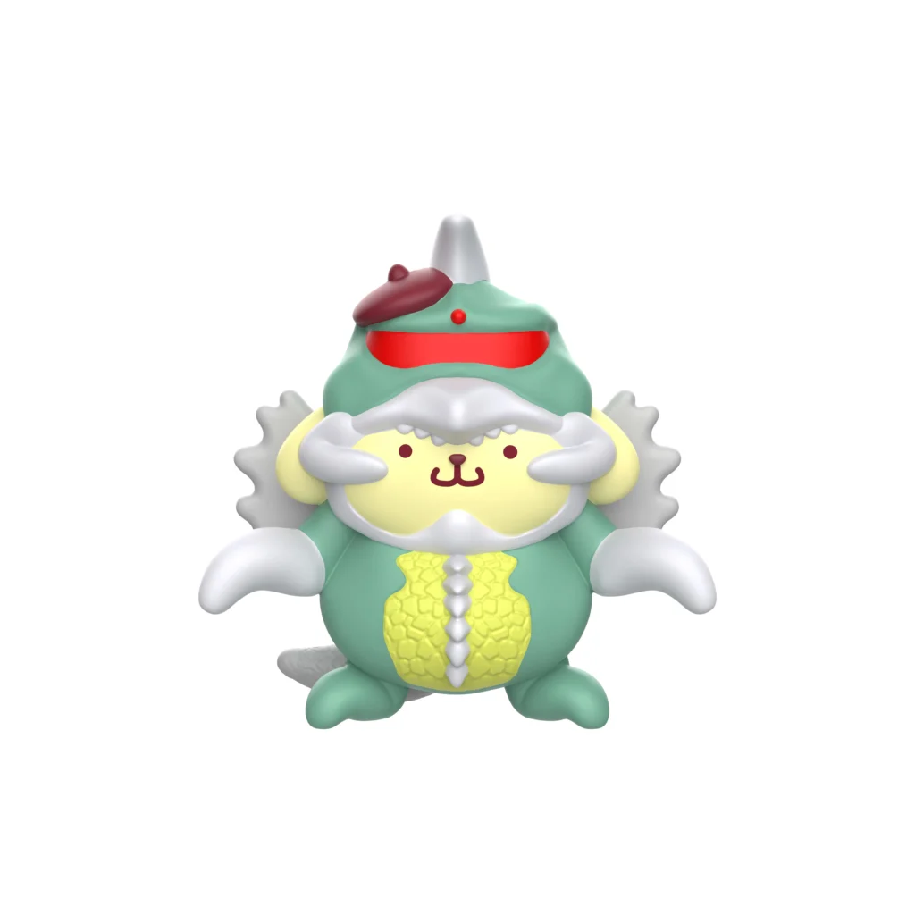 Brinquedo do McLanche Feliz com personagem estilo Godzilla, inspirado em Hello Kitty, em fundo branco