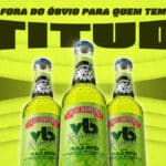 Arte promocional do VB Refresca com garrafas e texto “Maçã Verde”, destacando o sabor novo da bebida RTD