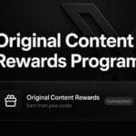 Imagem do programa Original Content Rewards Program do X, com painel “Coming Soon”.