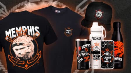 Coleção Memphis Depay Chosen By Favela — Corinthians e Gocase Coleção Memphis Depay para o Corinthians com camiseta, boné, garrafa térmica, copo e capa de celular Chosen By Favela.
