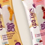 Embalagens do sorvete Ice by Nice da linha Golden Ice, sabores de iogurte grego com frutas e com morango.